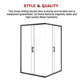 1200 x 900mm Sliding Door Nano Safety Glass Shower Screen By Della Francesca - Close-Up Angle