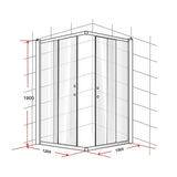1200 x 1000mm Sliding Door Nano Safety Glass Shower Screen By Della Francesca