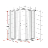 1200 x 1000mm Sliding Door Nano Safety Glass Shower Screen By Della Francesca - Close-Up Angle