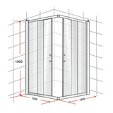 1200 x 1200mm Sliding Door Nano Safety Glass Shower Screen By Della Francesca