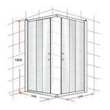 1200 x 1200mm Sliding Door Nano Safety Glass Shower Screen By Della Francesca - Low Angle