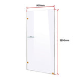 800 x 2100mm Frameless 10mm Safety Glass Shower Screen - Rear View