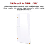 800 x 2100mm Frameless 10mm Safety Glass Shower Screen - 45-Degree Angle