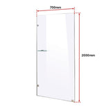 700 x 2000mm Frameless 10mm Safety Glass Shower Screen - Rear View