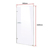 900 x 2100mm Frameless 10mm Safety Glass Shower Screen - Rear View