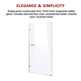 900 x 2100mm Frameless 10mm Safety Glass Shower Screen - 45-Degree Angle