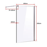 1000 x 2000mm Frameless 10mm Safety Glass Shower Screen - 45-Degree Angle