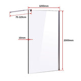 1200 x 2000mm Frameless 10mm Safety Glass Shower Screen