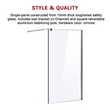 1200 x 2000mm Frameless 10mm Safety Glass Shower Screen - Top-Down View