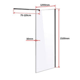 1200 x 2100mm Frameless 10mm Safety Glass Shower Screen