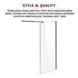 1000 x 2000mm Frameless 10mm Safety Glass Shower Screen - 45-Degree Angle
