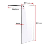 1000 x 2000mm Frameless 10mm Safety Glass Shower Screen - Rear View