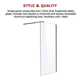 1000 x 2000mm Frameless 10mm Safety Glass Shower Screen - 45-Degree Angle