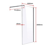 1000 x 2000mm Frameless 10mm Safety Glass Shower Screen - Rear View
