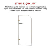 700 x 1450mm Frameless Bath Panel 10mm Glass Shower Screen By Della Francesca - Rear View