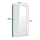 700 x 1450mm Frameless Bath Panel 10mm Glass Shower Screen By Della Francesca - Close-Up Angle
