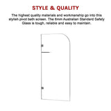 700 x 1450mm Frameless Bath Panel 10mm Glass Shower Screen By Della Francesca