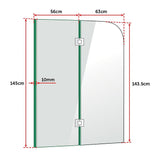 1200 x 1450mm Frameless Bath Panel 10mm Glass Shower Screen By Della Francesca - Low Angle