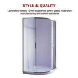 100 x 100cm Rounded Sliding 6mm Curved Shower Screen with Base in Chrome