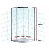 100 x 100cm Rounded Sliding 6mm Curved Shower Screen with Base in Chrome - Rear View