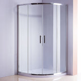 90 x 90cm Rounded Sliding 6mm Curved Shower Screen with Base in Chrome - Front View
