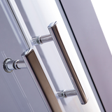 90 x 90cm Rounded Sliding 6mm Curved Shower Screen with Base in Chrome - 45-Degree Angle