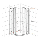 90 x 90cm Rounded Sliding 6mm Curved Shower Screen with Base in Chrome
