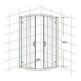 90 x 90cm Rounded Sliding 6mm Curved Shower Screen with Base in Chrome - Low Angle