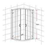 90 x 90cm Rounded Sliding 6mm Curved Shower Screen with Base in Black - Low Angle