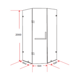 1000 x 1000mm Frameless 10mm Glass Shower Screen By Della Francesca - Low Angle