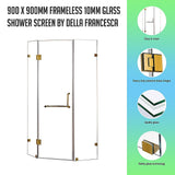 900 x 900mm Frameless 10mm Glass Shower Screen By Della Francesca - Side View