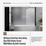 180 Degree Pivot Door 6mm Safety Glass Bath Shower Screen 800x1400mm By Della Francesca - Extra Image