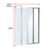 4 Fold Chrome Folding Bath Shower Screen Door Panel 1000 x 1400mm - Extra Image