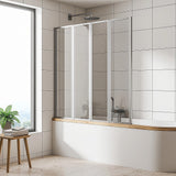4 Fold Chrome Folding Bath Shower Screen Door Panel 1000 x 1400mm - Front View