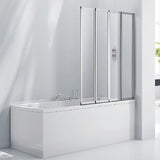 4 Fold Chrome Folding Bath Shower Screen Door Panel 1000 x 1400mm - Side View