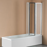 4 Fold Chrome Folding Bath Shower Screen Door Panel 1000 x 1400mm - 45-Degree Angle