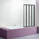 4 Fold Black Folding Bath Shower Screen Door Panel 1000 x 1400mm - Front View