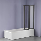 4 Fold Black Folding Bath Shower Screen Door Panel 1000 x 1400mm