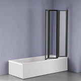 4 Fold Black Folding Bath Shower Screen Door Panel 1000 x 1400mm - 45-Degree Angle