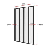 4 Fold Black Folding Bath Shower Screen Door Panel 1000 x 1400mm - Extra Image