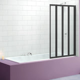 4 Fold Black Folding Bath Shower Screen Door Panel 1000 x 1400mm - Front View