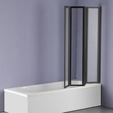 4 Fold Black Folding Bath Shower Screen Door Panel 1000 x 1400mm - 45-Degree Angle