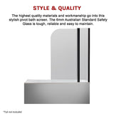 180 Degree Pivot Door 6mm Safety Glass Bath Shower Screen 1200x1400mm By Della Francesca - Low Angle
