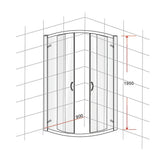 90 x 90cm Chrome Rounded Sliding 6mm Curved Shower Screen with Black Base