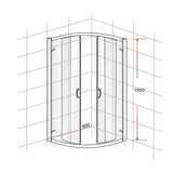 90 x 90cm Chrome Rounded Sliding 6mm Curved Shower Screen with Black Base - Close-Up Angle