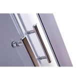100 x 100cm Chrome Rounded Sliding 6mm Curved Shower Screen with Black Base - Top-Down View