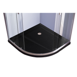 100 x 100cm Chrome Rounded Sliding 6mm Curved Shower Screen with Black Base - Rear View