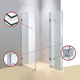 1000 x 1000mm Frameless 10mm Glass Shower Screen By Della Francesca - Top-Down View