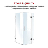 1000 x 1000mm Frameless 10mm Glass Shower Screen By Della Francesca - 45-Degree Angle