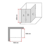 1000 x 1000mm Frameless 10mm Glass Shower Screen By Della Francesca - Low Angle